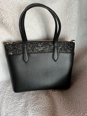 kate spade Black Glitter Trim Saffiano Tote